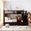 Twin Over Twin Bunk Bed With Twin Size Trundle And 3 Storage Stairs - Espresso - Image 11
