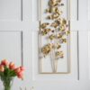 Metal Tree Wall Decor, Vertical Rectangular Flower Wall Accent - Gold - Image 4