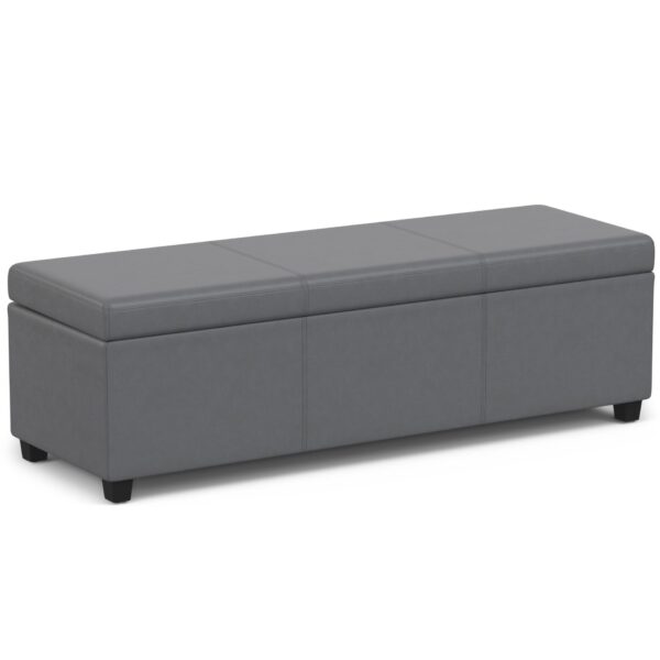 Avalon - Extra Large Storage Ottoman Bench - Stone Gray