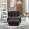 Fluffy Bean Bag Chair, Comfortable Bean Bag For Adults And Children, Super Soft Lazy Sofa Chair With Memory Foam And Ottoman, Indoor Modern Focus Bean Bag Chair For Living Room, Bedroom, Apartment - Black - Image 2