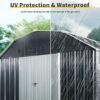 10 Ft X 12 Ft Outdoor Metal Storage Shed With Arch Roof With Lockable Doors For Backyard Garden Patio Lawn - Black - Image 7