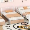 Full Over Twin & Twin Triple Bunk Bed With Drawers, Multi-Functional Frame With Desks And Shelves In The Middle - White - Image 17