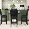 5 Piece Counter Height Dining Round Table Set With One Faux Marble Top Dining Table And Four Pu-Leather Chairs - Dark Espresso - Image 16