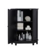 Bathroom Cabinet Triangle Corner Storage Cabinet With Adjustable Shelf Modern Style - Black - Image 12