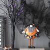 Standing Gnome With Gnome & Holding Banner, For Halloween Decor (Set of 2) - Black / Orange / White - Image 7