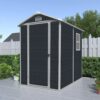 Resin Outdoor Storage Shed Kit Perfect To Store, Patio Furniture - Black - Image 4