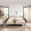Aspen - King Vertical Tufted Headboard Platform Bed Set - Light Beige - Image 13