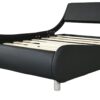 Queen Size Upholstered Platform Bed Frame, LED Lighting With Remote Controller And App, Curve Design, Wood Slat Support, No Box Spring Needed - Black - Image 9