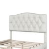 Full Upholstered Platform Bed With Saddle Curved Headboard And Diamond Tufted Details - Beige - Image 4