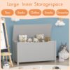 Kids Wooden Toy Box Storage With Safety Hinged Lid For Ages 2+ - Gray - Image 10