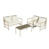 4 Pieces Patio Furniture Set, PE Rattan Wicker With Washable Cushion And Tempered Glass Tabletop, Conversation Furniture For Garden Poolside Balcony - White / Natural - Image 8