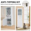 Tall Bathroom Storage Cabinet With Glass Doors, Free-Standing, Two Drawers, And Adjustable Shelves, MDF Board, Painted Perfect For Displaying Your Favorite Items - White - Image 7