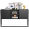 Modern Sideboard Buffet With Plenty Of Storage Space, Anti-Tilt Mechanism, Elegant Handles, Silent Magnetic Closure And Eco-Friendly Finish For Kitchen, Dining Room And Living Room - Black - Image 8