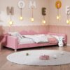 Twin Size Upholstered Daybed, Sherpa Fabric Sofabed With Cloud-Shaped Backrest, No Box - Spring Needed - Pink - Image 18