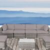 Rattan Wicker 6 Person Seating Group With Sunbrella Cushions - Gray / Taupe - Image 4