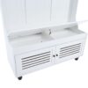 5 In 1 Entryway Bench With Shutter - Shaped Doors, Coat Rack, Cushion And 4 Sturdy Hooks, Wide Hall Tree With Storage Bench For Hallway, Entryway, Living Room - White - Image 5