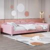 Twin Size Upholstered Daybed, Sherpa Fabric Sofabed With Cloud-Shaped Backrest, No Box - Spring Needed - Pink - Image 4