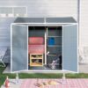 8 X 4Ft Resin Outdoor Storage Shed With Two - Window And Double - Door, Plastic Shed With Floor For Gargen, Patio, Yard, Lawn - Gray - Image 2