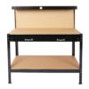 Steel Workbench Tool Storage Work Bench Workshop Tools Table With Drawer And Peg Board - Black / Light Brown - Image 3
