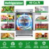 54" Commercial Refrigerator 49 Cu.Ft With 2 Solid Door Reach-In Refrigerators Stainless Steel Etl Approved Upright Fridge Storage - Silver - Image 2