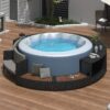Spa Surround Spa Frame Patio Rattan Sofa Set With Storage Spaces, Mini Sofa And Comfortable Cushion For Patio, Backyard - Gray - Image 8