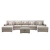 Nolan - Linen Fabric 6 Piece Double Chaise Sectional Sofa With Interchangeable Legs, Storage Ottoman, And Pillows - Beige - Image 2