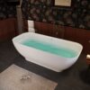 Freestanding Solid Surface Bathtub, Luxury Engineered Stone Resin Freestanding Soaking Bathtub With Overflow And Pop-Up Drain Cupc Certified, 22S04-67 - Matte White - Image 2