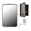 Recessed Metal Framed Medicine Cabinet With Mirror And Adjustable Shelves Wall Mirror With Storage For Bathroom - Black - Image 13