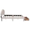 Queen Size Upholstered Platform Bed With Drawer - Beige - Image 2
