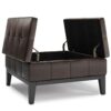 Dover - Square Coffee Table Storage Ottoman - Distressed Brown - Image 2