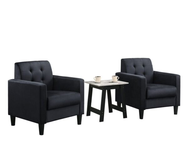 Hale - Velvet Armchairs And End Table Living Room (Set of 3) - Black