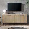 Modern Fluted Door Minimalist Storage Sideboard - Coastal Oak / Black - Image 3
