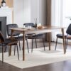 Dining Chairs Mid-Century Modern Retro Faux Leather Chair With Walnut Bentwood Back Upholstered Seat Metal Legs Adjustable Foot For Kitchen Dining Room Chairs (Set of 2) - Black - Image 19