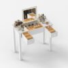 Vanity Table With LED Lights, Flip-Top Mirror And 2 Drawers, Jewelry Storage - Chic White - Image 3