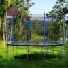 15Ft Trampoline With Basketball Hoop Inflator And Ladder (Inner Safety Enclosure) - Blue - Image 7