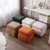 S-Shape Velvet Fabric Ottoman Makeup Stool Footstool - Dark Green - Image 2