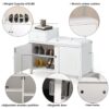 Shoe Storage Bench Cabinet With Fireproof Cushion, Double Doors And Movable Drawer For Door Entrance - White - Image 7
