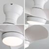 23" Indoor Ceiling Fan With 3 Color Dimmable 3 ABS Blades Remote Control Reversible Dc Motor With 18W Led Light - White - Image 4