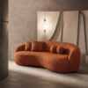 Drake - Japandi Style Curvy Boucle Sofa - Burnt Orange - Image 6