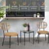 3 Pieces Of Luxury Outdoor Wicker Furniture Patio Bistro Style Table And Chair Combination, Weather Resistant PE Wicker Weave, Suitable For Garden - Black / Natural - Image 2