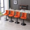 Swivel Velvet Barstools Adjusatble Seat Height, Modern Upholstered Bar Stools With Backs Comfortable Tufted For Home Pub And Kitchen Island (Set of 2) - Orange - Image 16