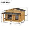 Large Wooden Dog House Outdoor / Indoor Dog Crate, Cabin Style, With Porch, 2 Doors - Natural - Image 9