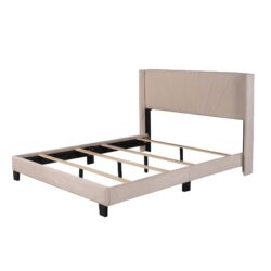 Queen Size Upholstered Platform Bed, Box Spring Needed - Beige