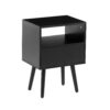 15.75" Rattan End Table With Drawer And Solid Wood Legs, Modern Nightstand, Side Table For Living Room, Bedroom - Black - Image 11