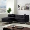 Chloe - Velvet Sectional Sofa Chaise With USB Charging Port - Black - Image 4