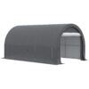 Outsunny - 10' x 16' Carport, Heavy Duty Portable Garage Storage Tent With Large Zippered Door, Anti-Uv Pe Canopy Cover For Car, Truck, Boat, Motorcycle, Bike, Garden Tools, Outdoor Work - Gray - Image 5