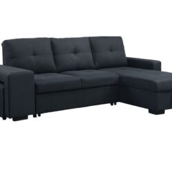 Lucas - Linen Sleeper Sectional Sofa With Reversible Storage Chaise - Dark Gray