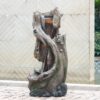 Indoor Outdoor Tree Trunk Fountain, Polyresin Rusitic Floor Standing Waterfall Fountain With Light, Natural Water Feature For Garden Lawn Porch Yard - Gray - Image 4
