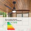 Ceiling Fan With Lights 3 Solid Wood Fan Blade Noiseless Reversible Motor Remote Control - Black - Image 4