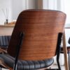 Dining Chairs Mid-Century Modern Retro Faux Leather Chair With Walnut Bentwood Back Upholstered Seat Metal Legs Adjustable Foot For Kitchen Dining Room Chairs (Set of 2) - Black - Image 9